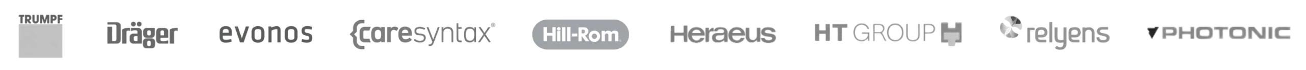 Partner logos – Trumpf, Dräger, Caresyntax, Hill-Rom, Heraeus and more