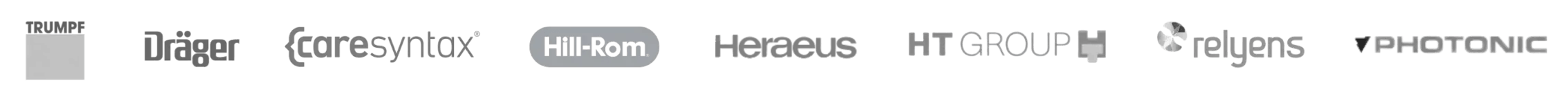 Partner logos – Trumpf, Dräger, Caresyntax, Hill-Rom, Heraeus and more
